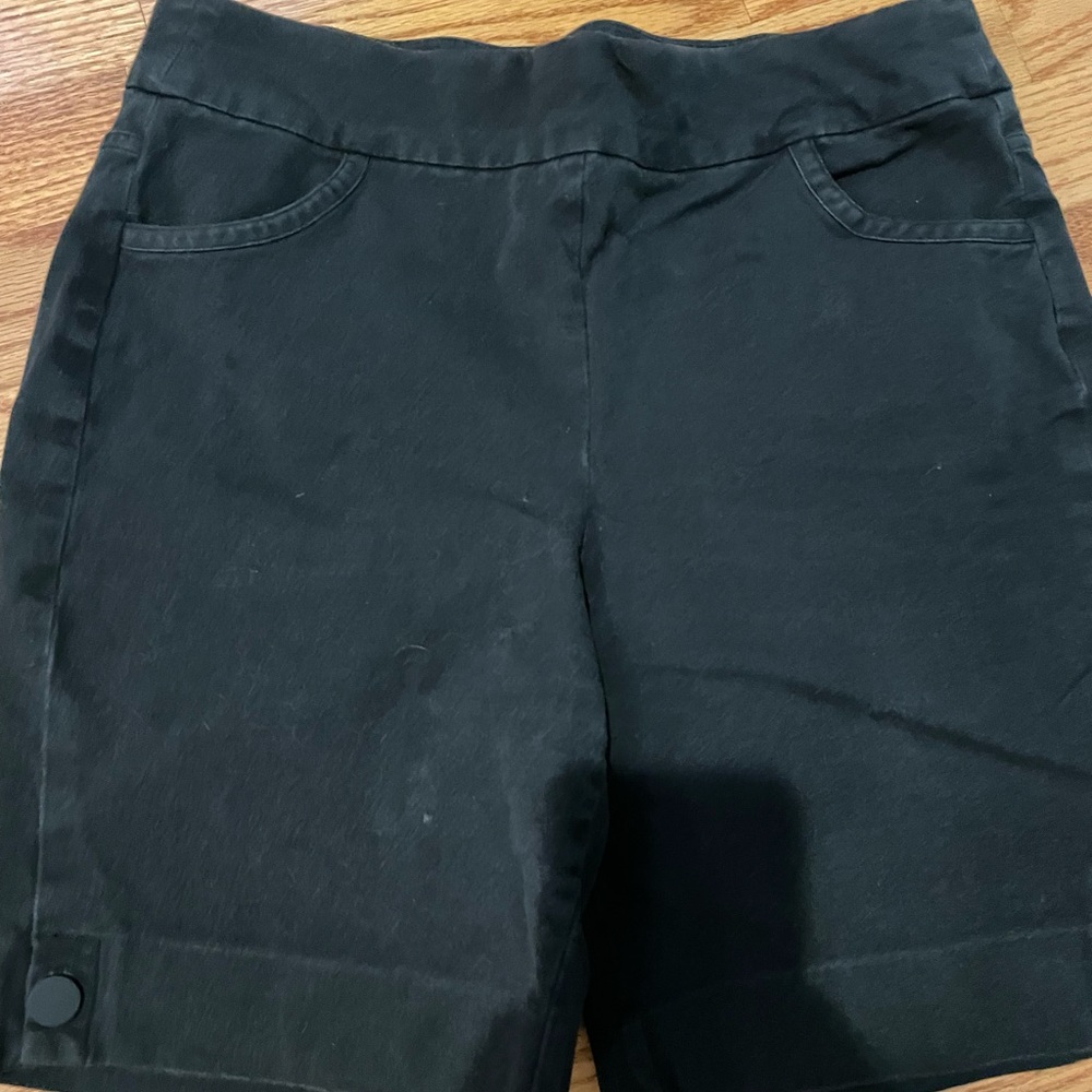 Women’s black pull on denim shorts